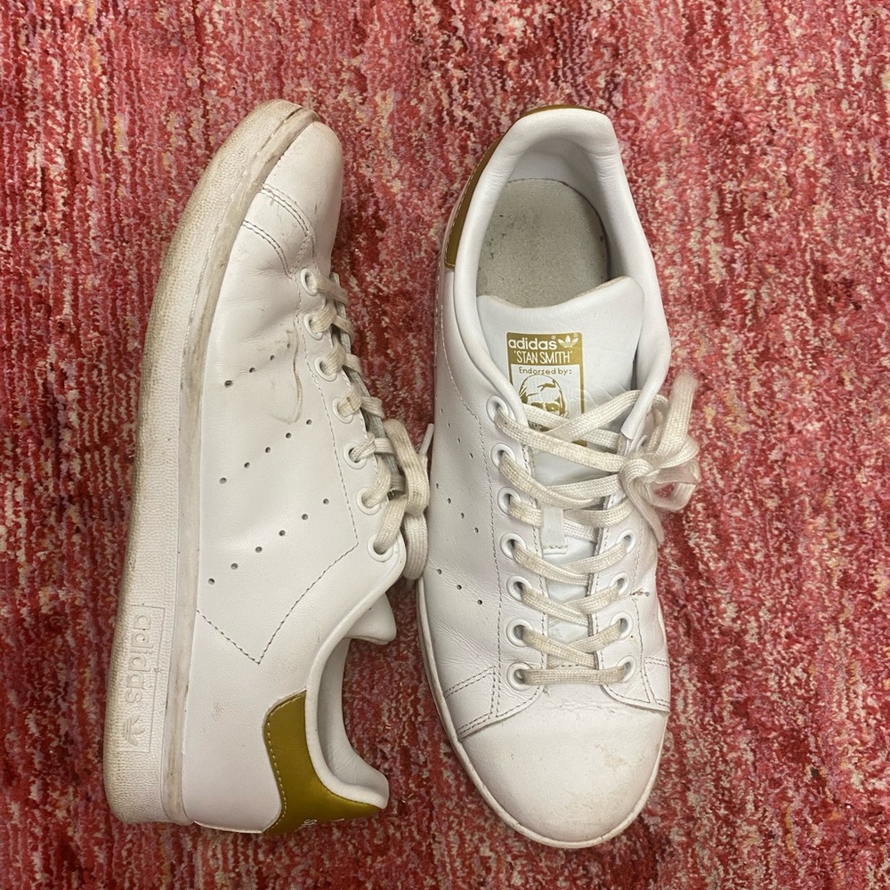 Rose gold white Stan smith adidas kids 7 women 8.5